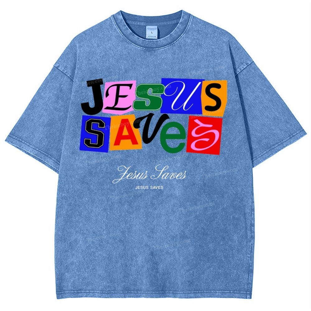 Jesus Saves Snowflake Vintage Washed T-Shirt