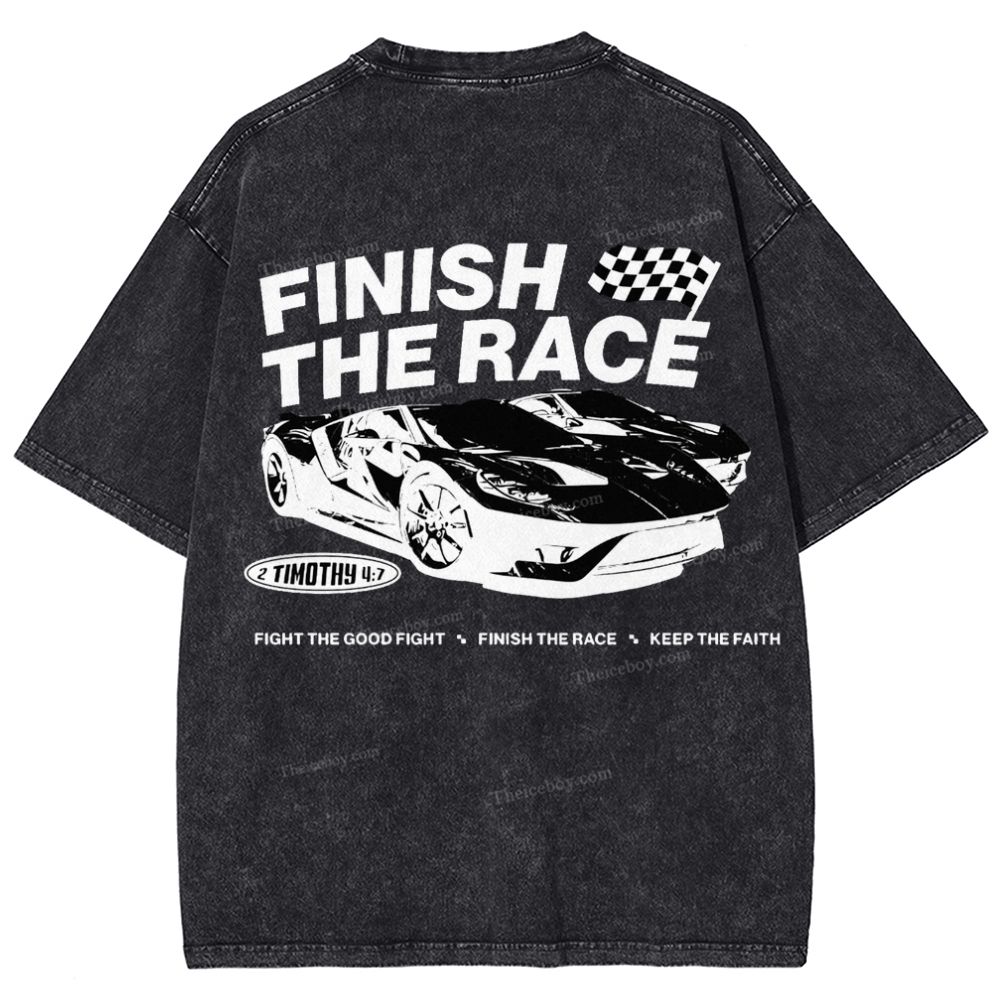 Finish The Race Snowflake Vintage Washed T-Shirt