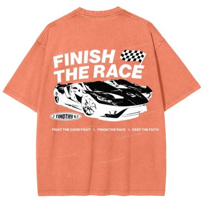 Finish The Race Snowflake Vintage Washed T-Shirt