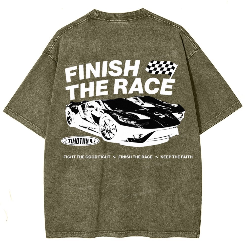 Finish The Race Snowflake Vintage Washed T-Shirt
