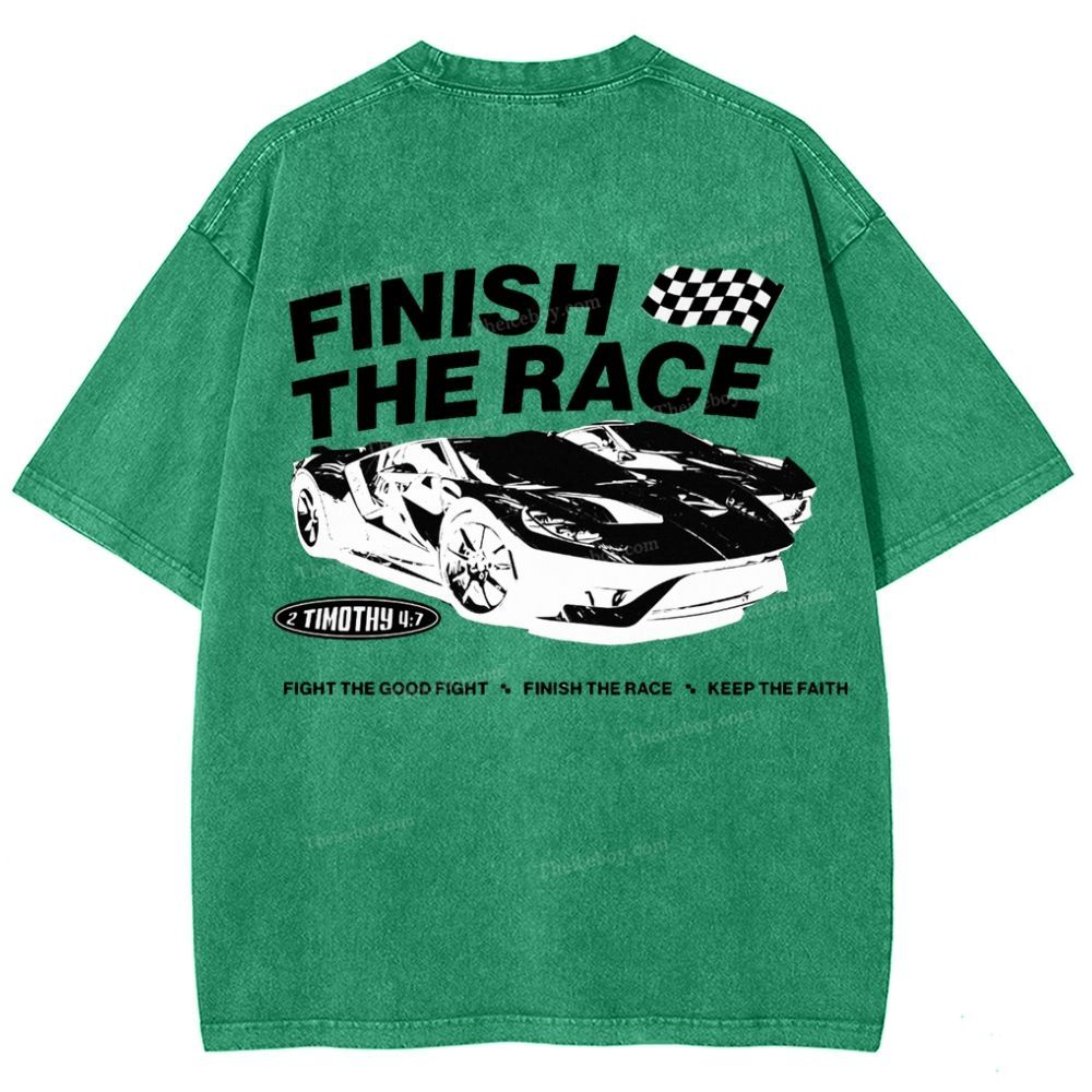 Finish The Race Snowflake Vintage Washed T-Shirt