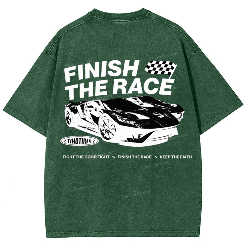Finish The Race Snowflake Vintage Washed T-Shirt