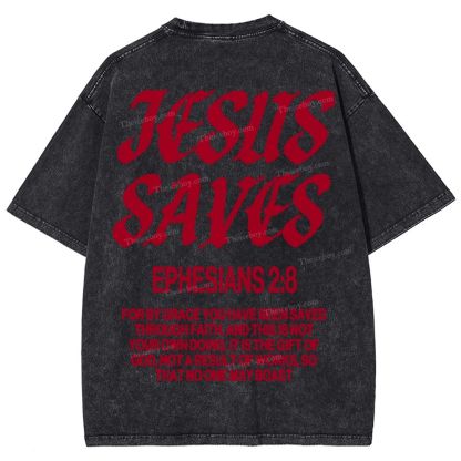 Jesus Saves Snowflake Vintage Washed T-Shirt