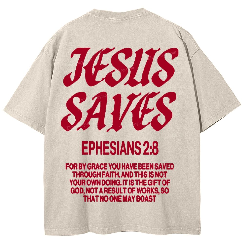 Jesus Saves Snowflake Vintage Washed T-Shirt