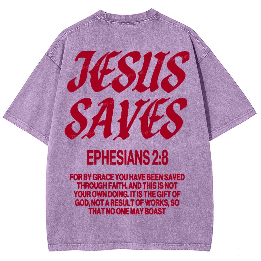 Jesus Saves Snowflake Vintage Washed T-Shirt