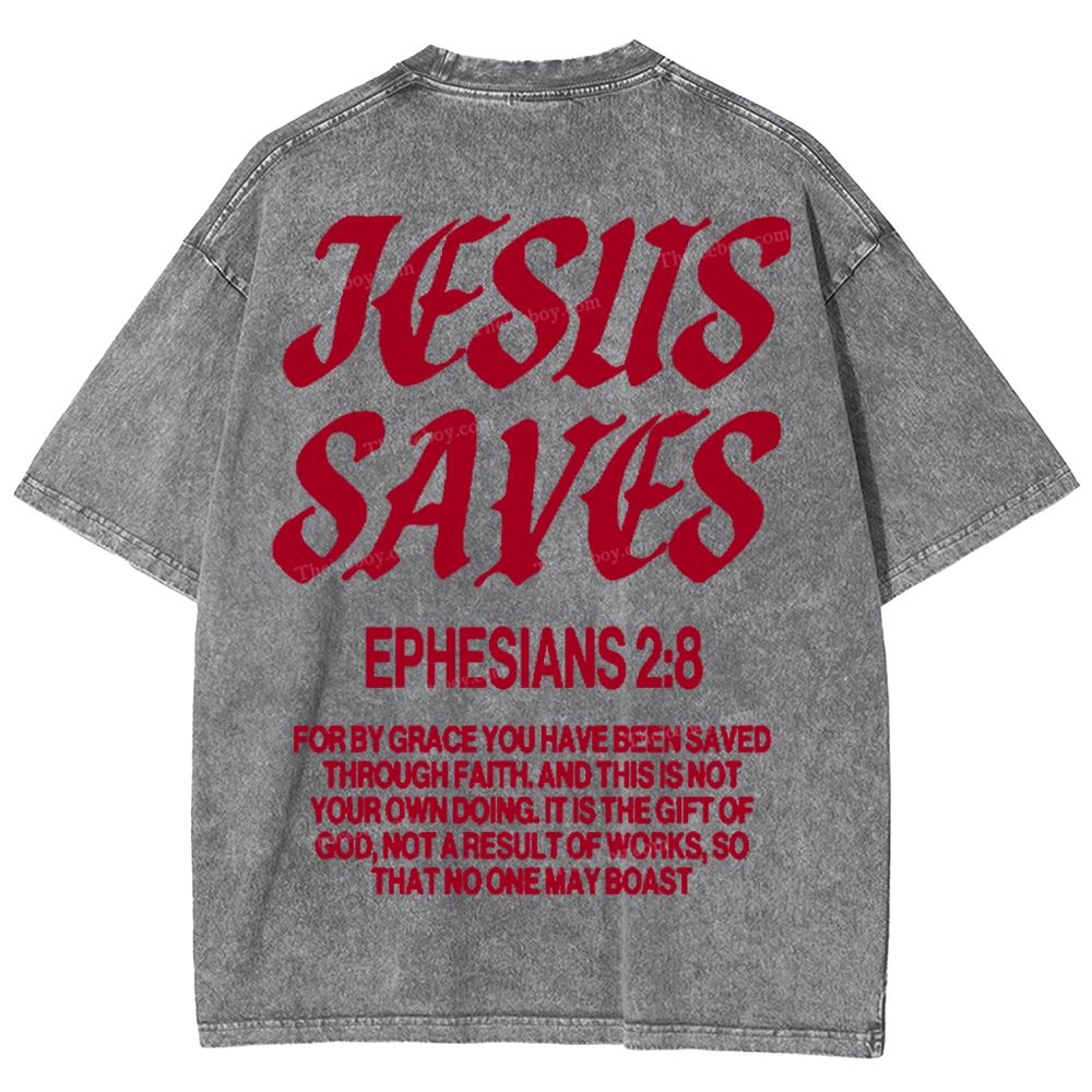 Jesus Saves Snowflake Vintage Washed T-Shirt