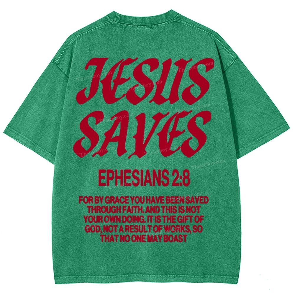Jesus Saves Snowflake Vintage Washed T-Shirt
