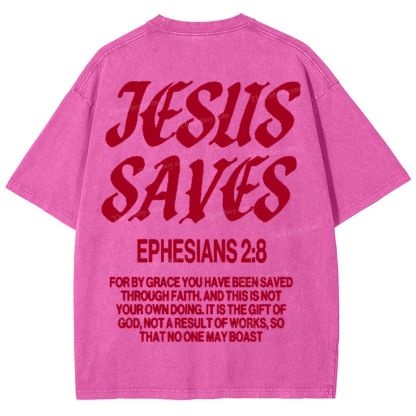 Jesus Saves Snowflake Vintage Washed T-Shirt