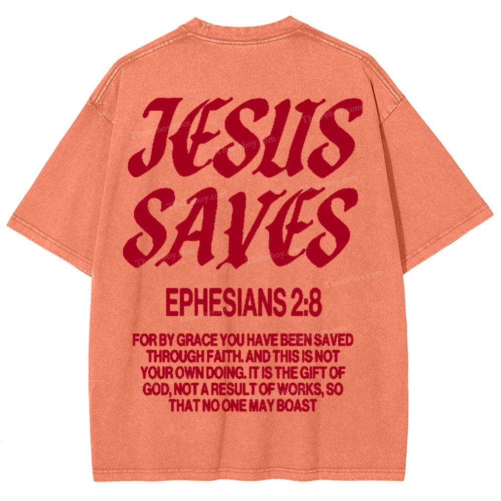 Jesus Saves Snowflake Vintage Washed T-Shirt