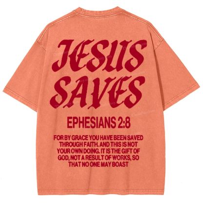 Jesus Saves Snowflake Vintage Washed T-Shirt