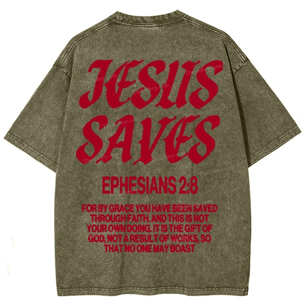 Jesus Saves Snowflake Vintage Washed T-Shirt