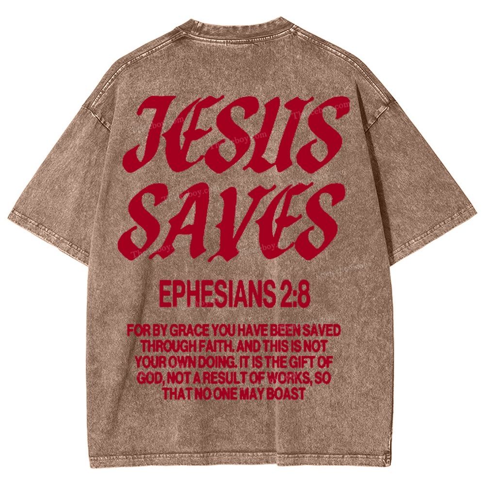 Jesus Saves Snowflake Vintage Washed T-Shirt