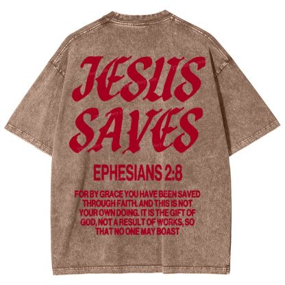 Jesus Saves Snowflake Vintage Washed T-Shirt