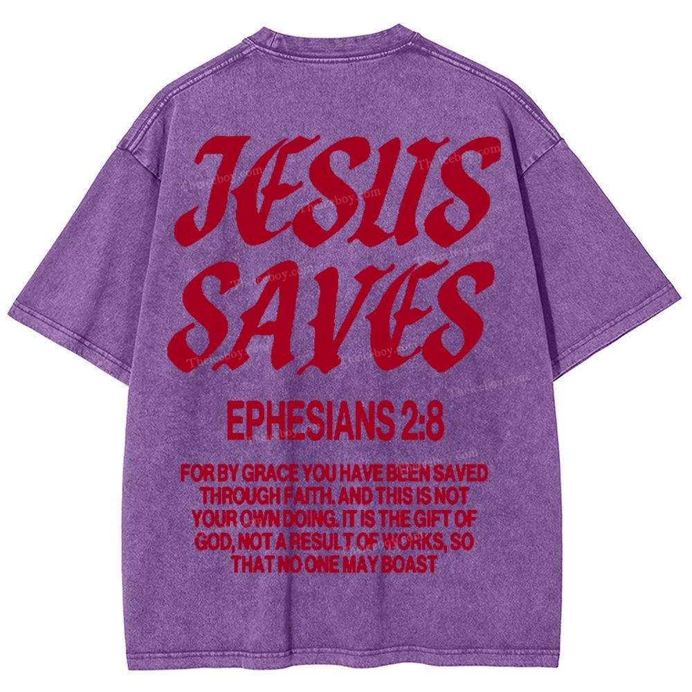 Jesus Saves Snowflake Vintage Washed T-Shirt