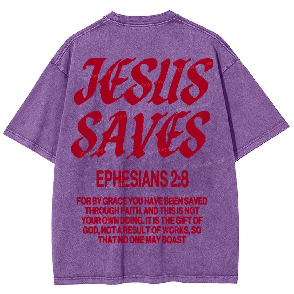 Jesus Saves Snowflake Vintage Washed T-Shirt