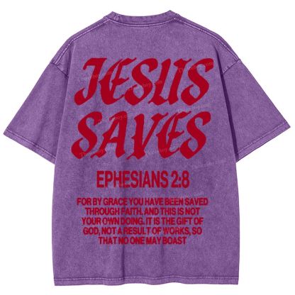 Jesus Saves Snowflake Vintage Washed T-Shirt