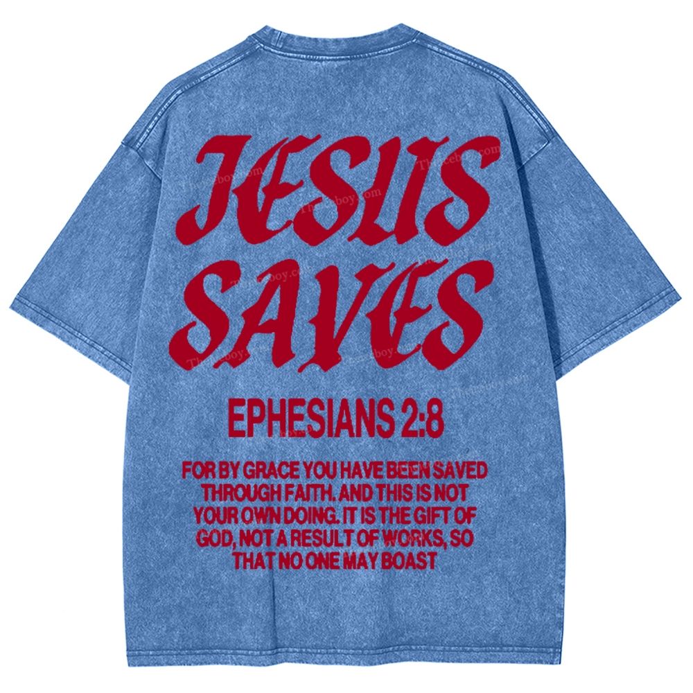 Jesus Saves Snowflake Vintage Washed T-Shirt