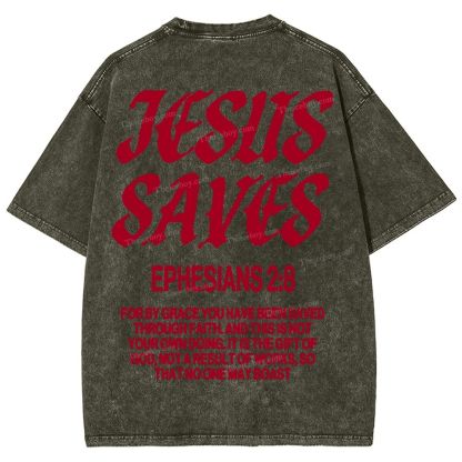 Jesus Saves Snowflake Vintage Washed T-Shirt