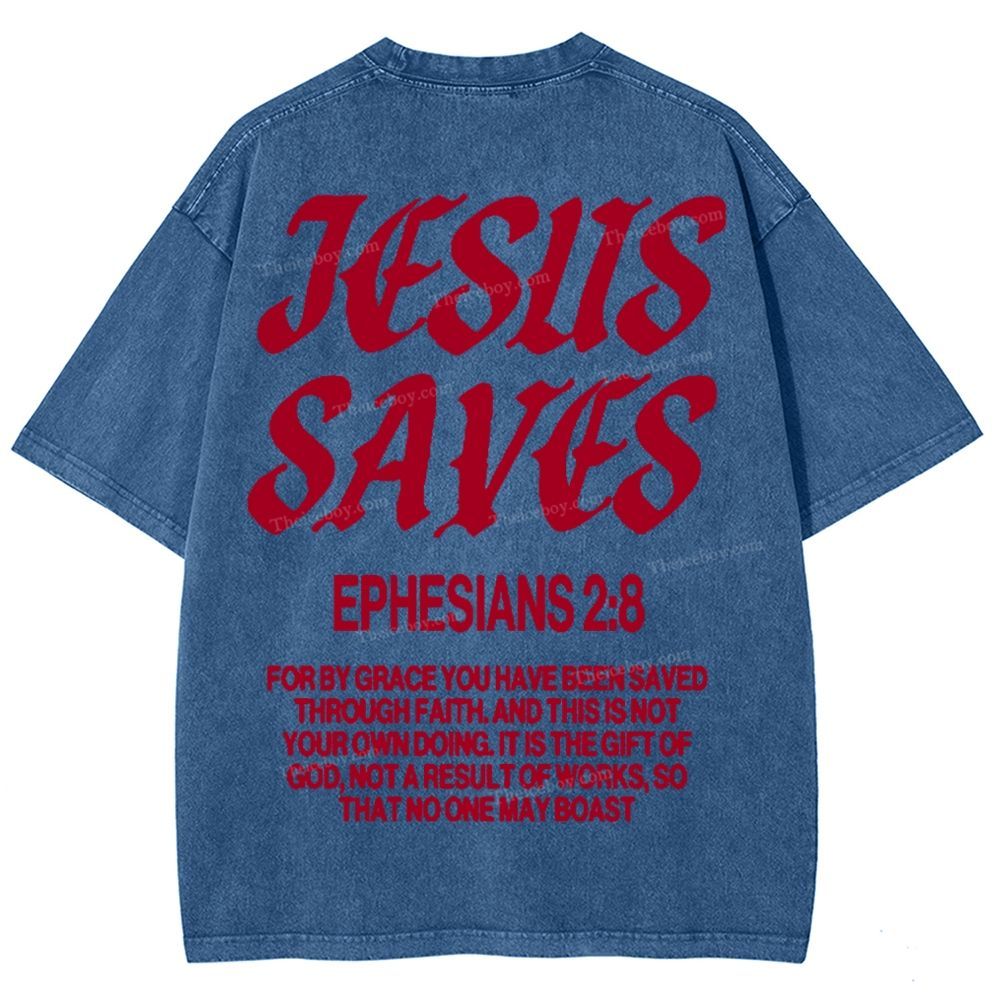 Jesus Saves Snowflake Vintage Washed T-Shirt