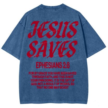 Jesus Saves Snowflake Vintage Washed T-Shirt