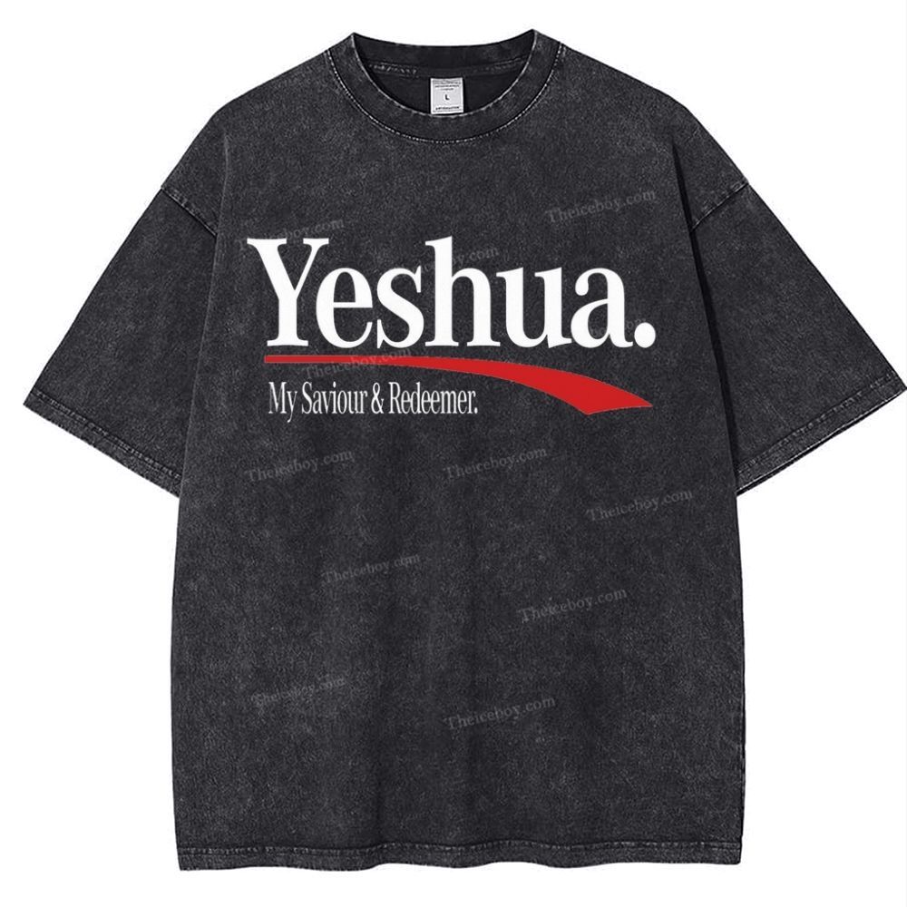 Yeshua My Saviour Redeemer Snowflake Vintage Washed T-Shirt