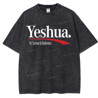 Yeshua My Saviour Redeemer Snowflake Vintage Washed T-Shirt