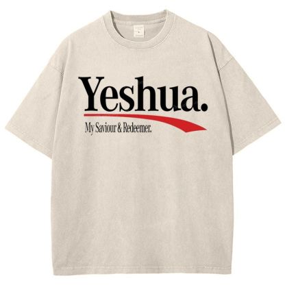 Yeshua My Saviour Redeemer Snowflake Vintage Washed T-Shirt