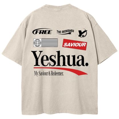 Yeshua My Saviour Redeemer Snowflake Vintage Washed T-Shirt