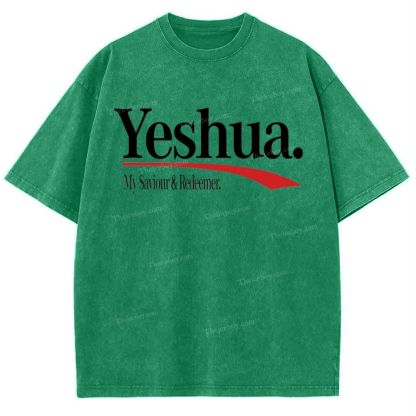 Yeshua My Saviour Redeemer Snowflake Vintage Washed T-Shirt