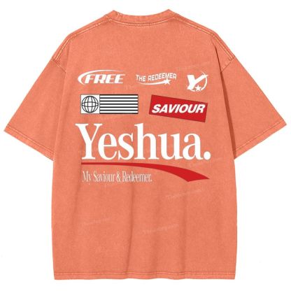 Yeshua My Saviour Redeemer Snowflake Vintage Washed T-Shirt