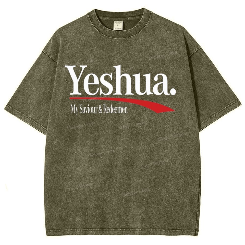 Yeshua My Saviour Redeemer Snowflake Vintage Washed T-Shirt