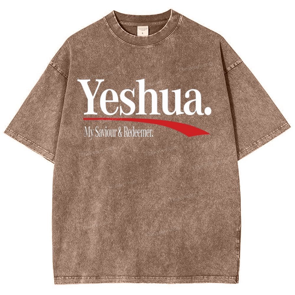 Yeshua My Saviour Redeemer Snowflake Vintage Washed T-Shirt