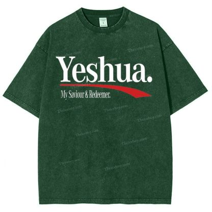 Yeshua My Saviour Redeemer Snowflake Vintage Washed T-Shirt