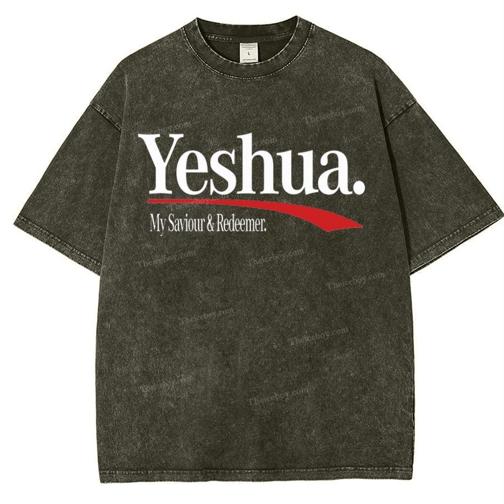 Yeshua My Saviour Redeemer Snowflake Vintage Washed T-Shirt