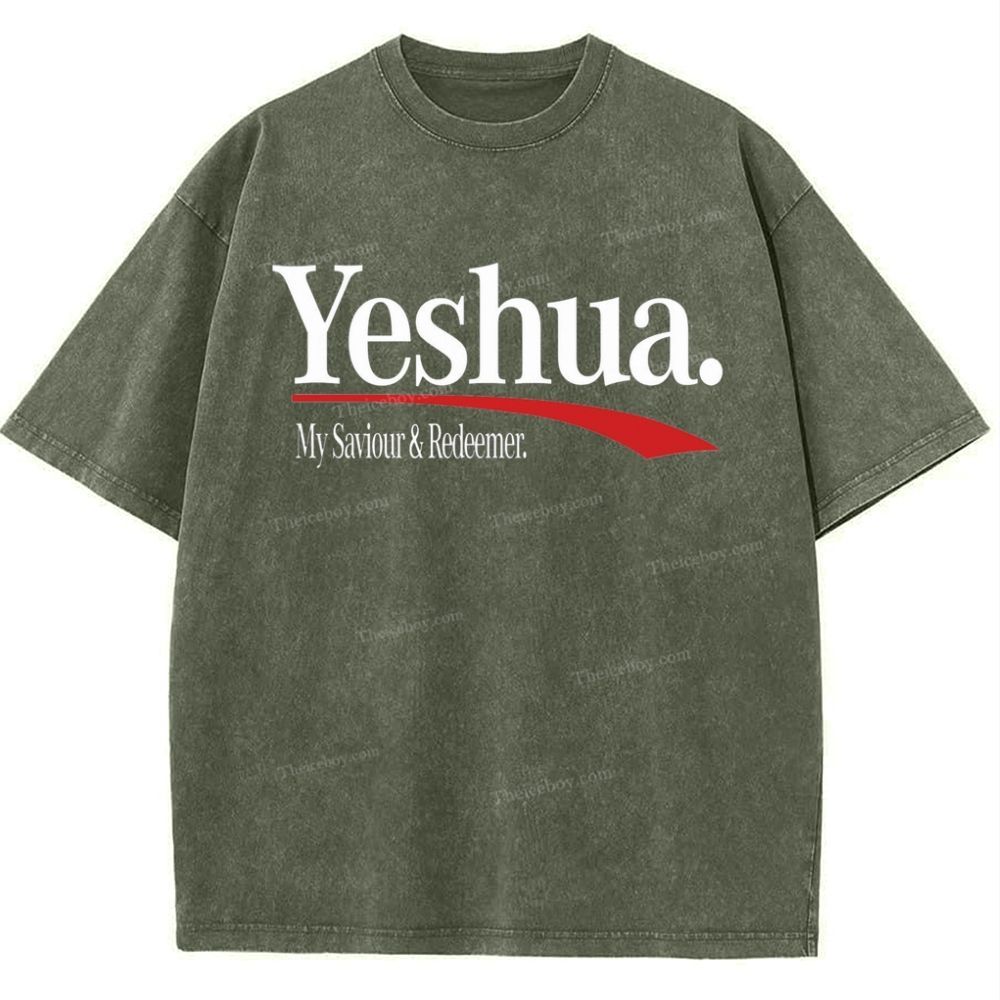 Yeshua My Saviour Redeemer Snowflake Vintage Washed T-Shirt