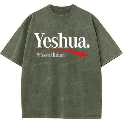 Yeshua My Saviour Redeemer Snowflake Vintage Washed T-Shirt