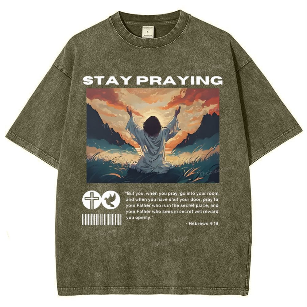 Stay Praying Snowflake Vintage Washed T-Shirt