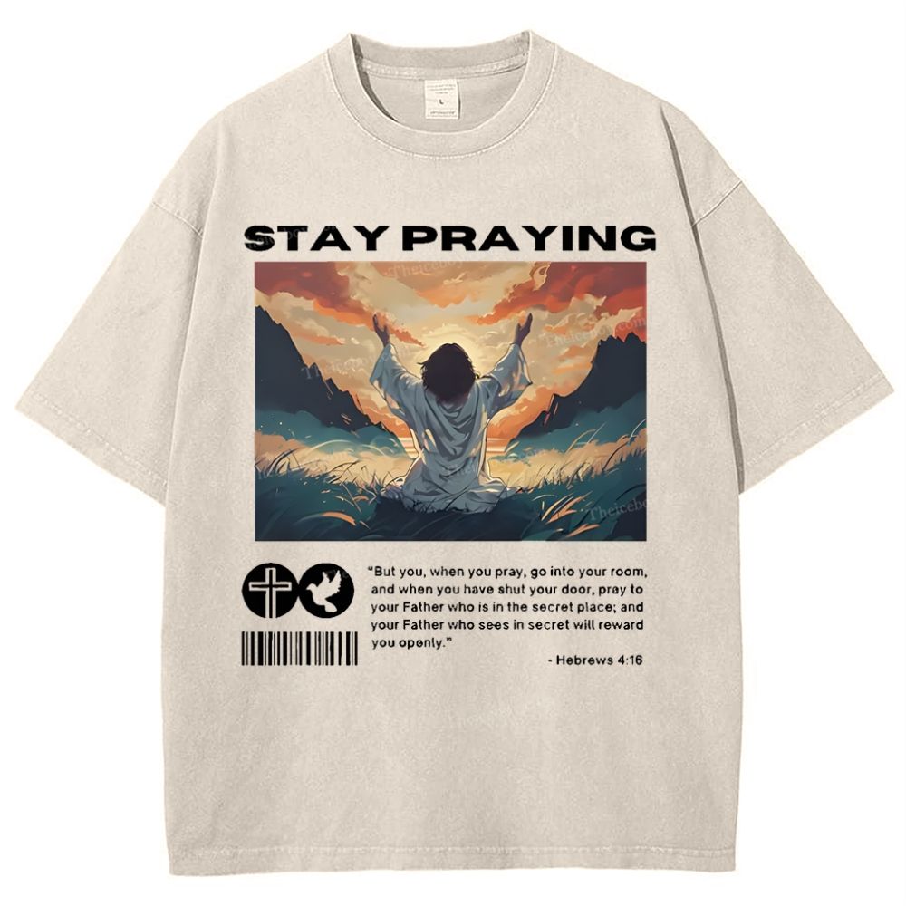 Stay Praying Snowflake Vintage Washed T-Shirt
