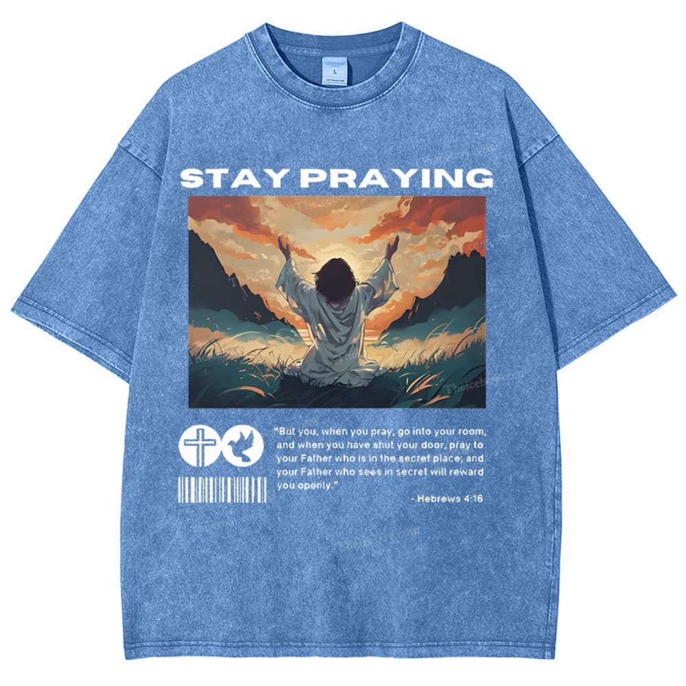 Stay Praying Snowflake Vintage Washed T-Shirt