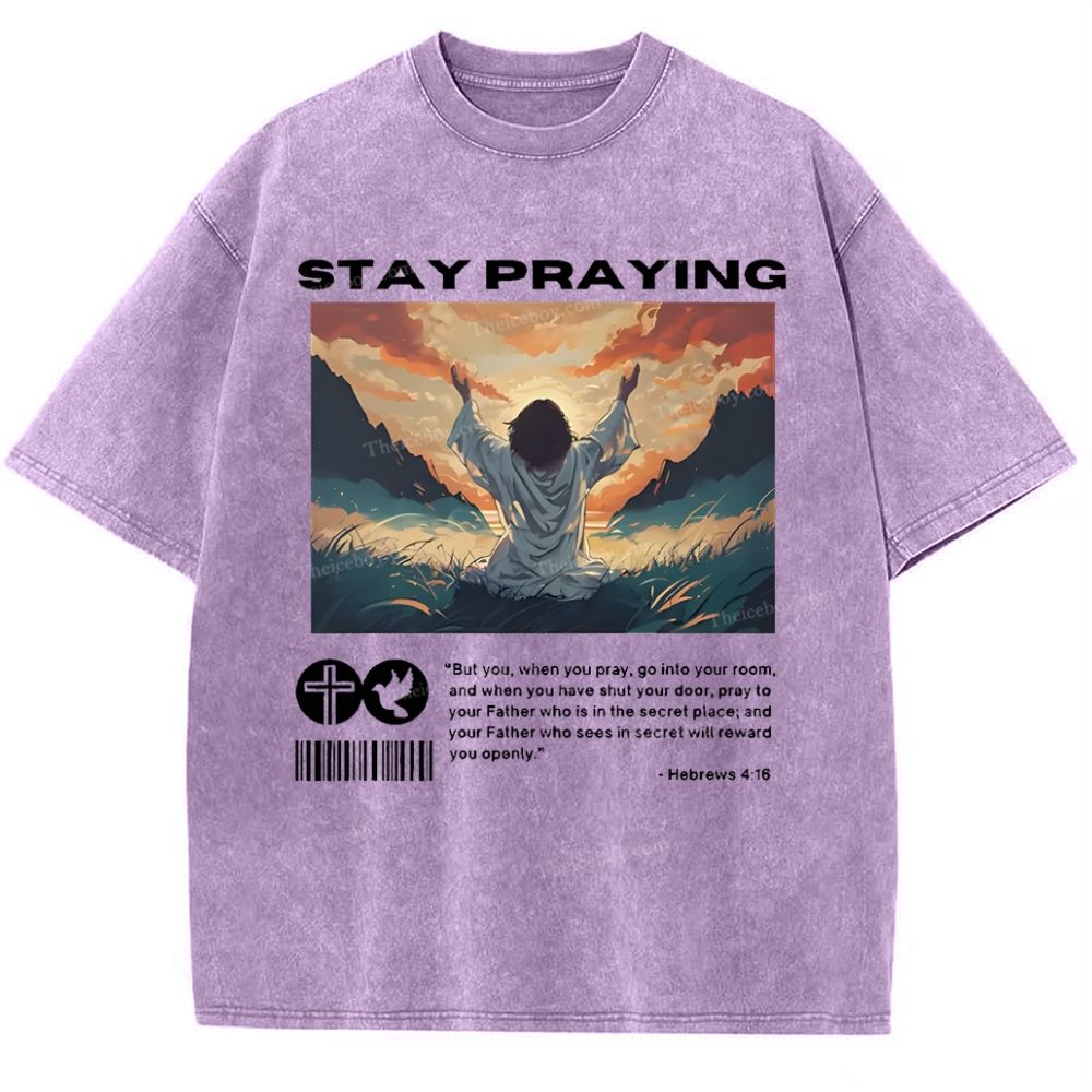 Stay Praying Snowflake Vintage Washed T-Shirt