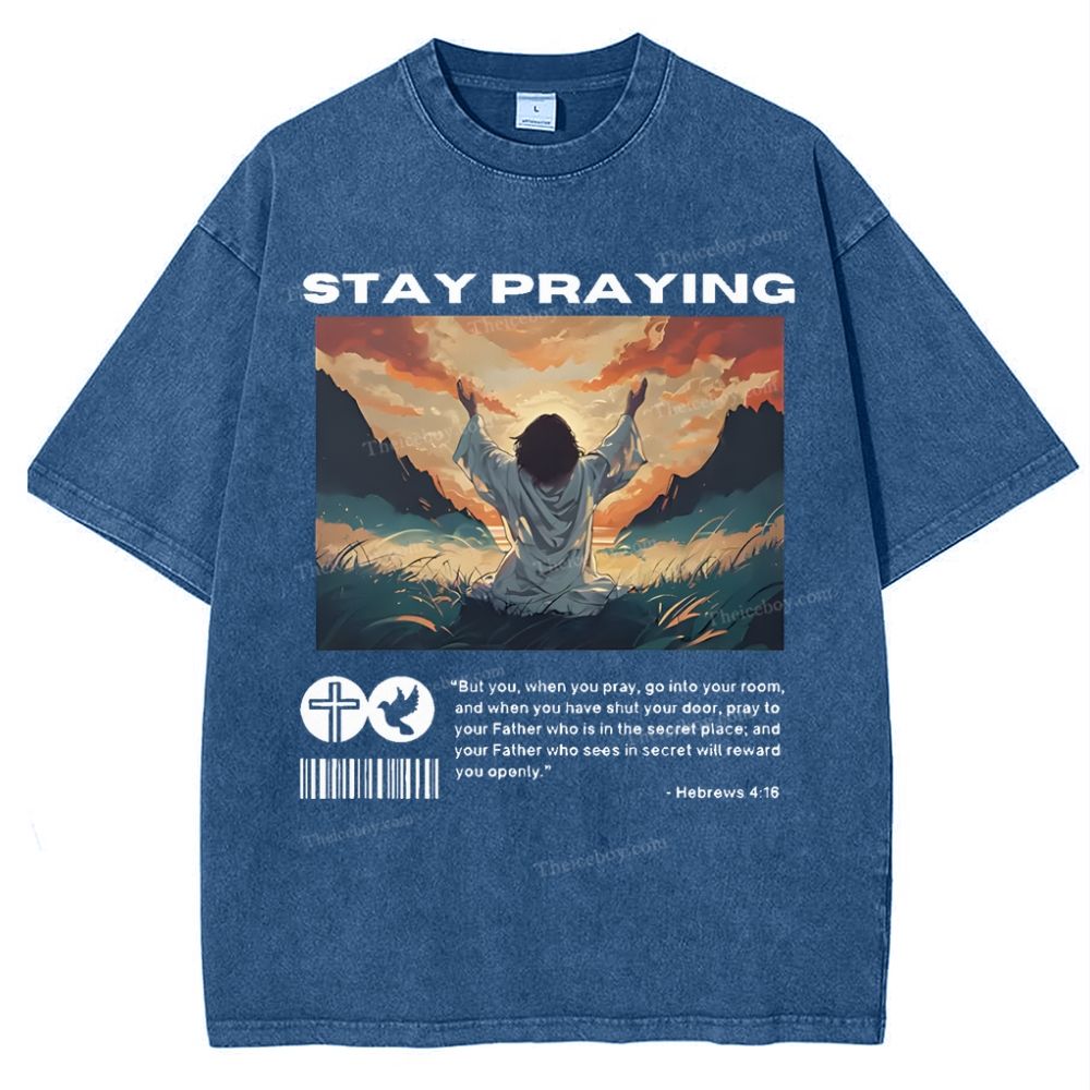 Stay Praying Snowflake Vintage Washed T-Shirt