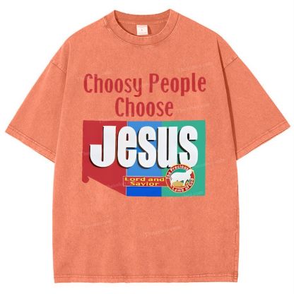 Choosy People Choose Jesus Snowflake Vintage Washed T-Shirt