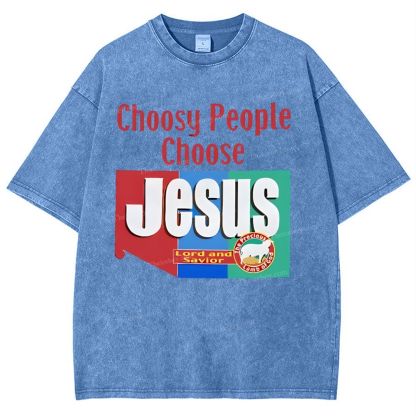 Choosy People Choose Jesus Snowflake Vintage Washed T-Shirt