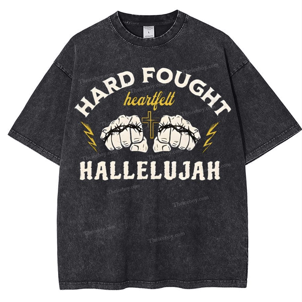 Hard Fought Heartfelt Hallelujah Snowflake Vintage Washed T-Shirt