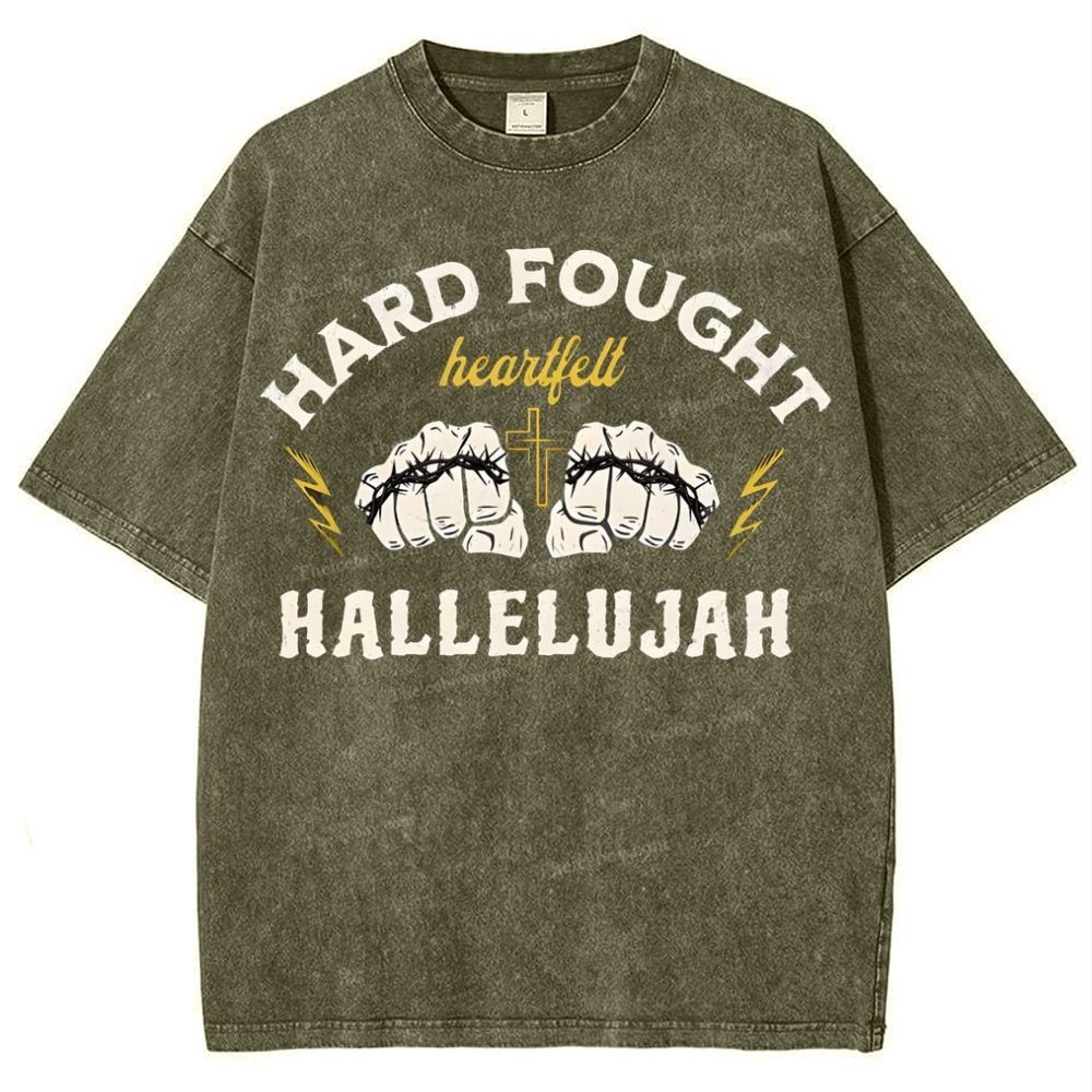 Hard Fought Heartfelt Hallelujah Snowflake Vintage Washed T-Shirt