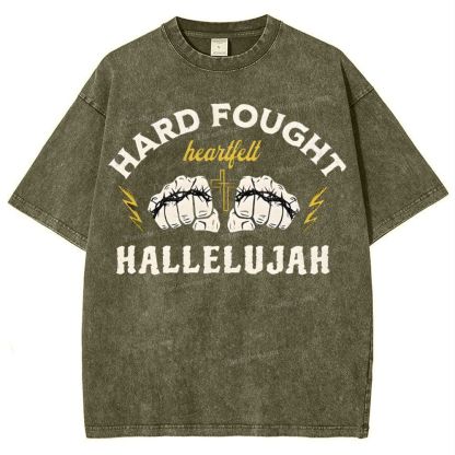 Hard Fought Heartfelt Hallelujah Snowflake Vintage Washed T-Shirt