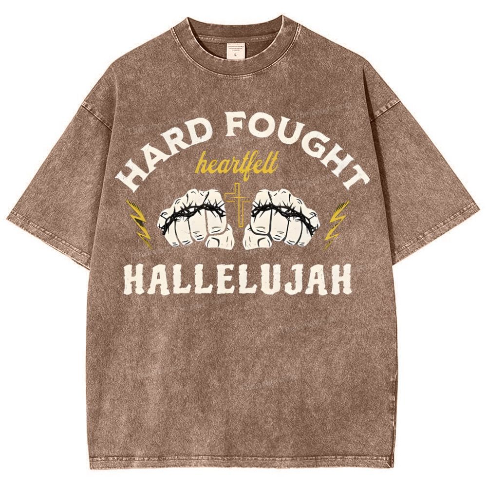 Hard Fought Heartfelt Hallelujah Snowflake Vintage Washed T-Shirt