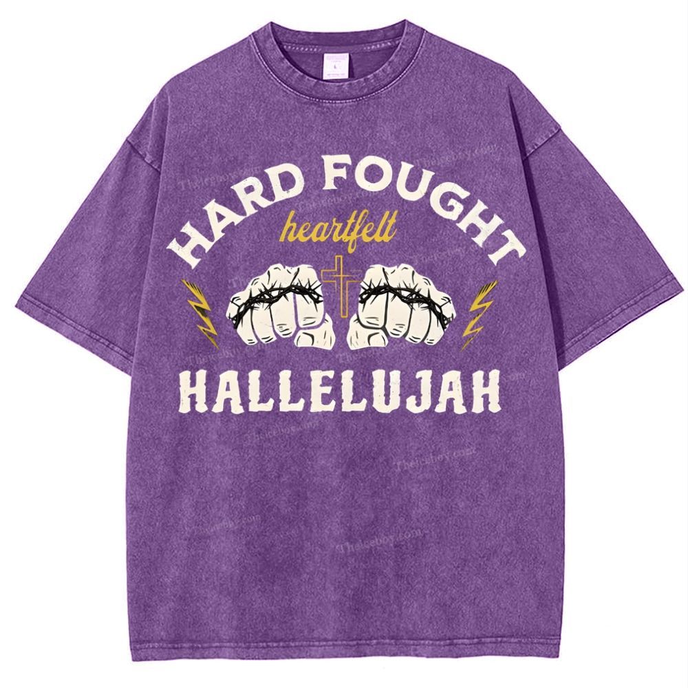 Hard Fought Heartfelt Hallelujah Snowflake Vintage Washed T-Shirt