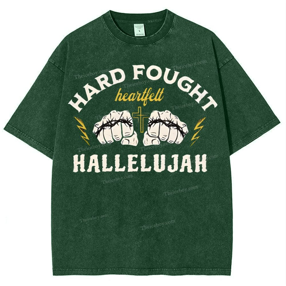 Hard Fought Heartfelt Hallelujah Snowflake Vintage Washed T-Shirt
