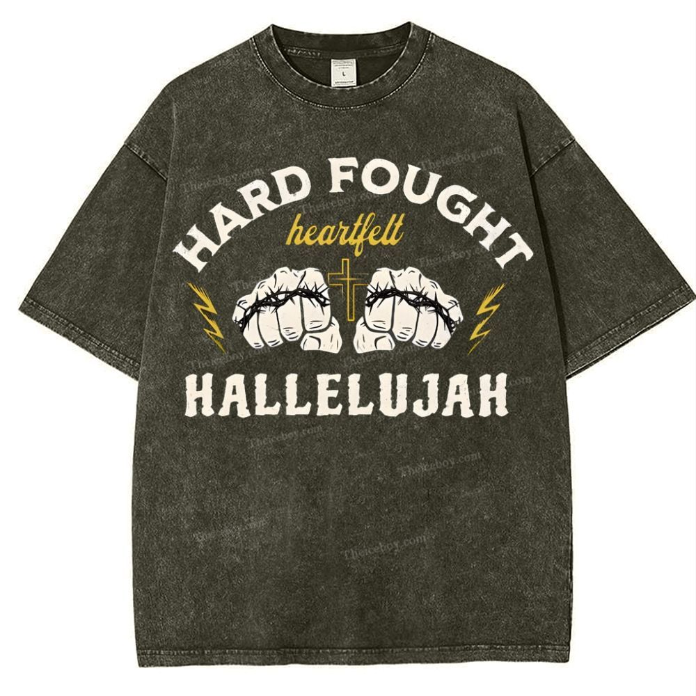 Hard Fought Heartfelt Hallelujah Snowflake Vintage Washed T-Shirt